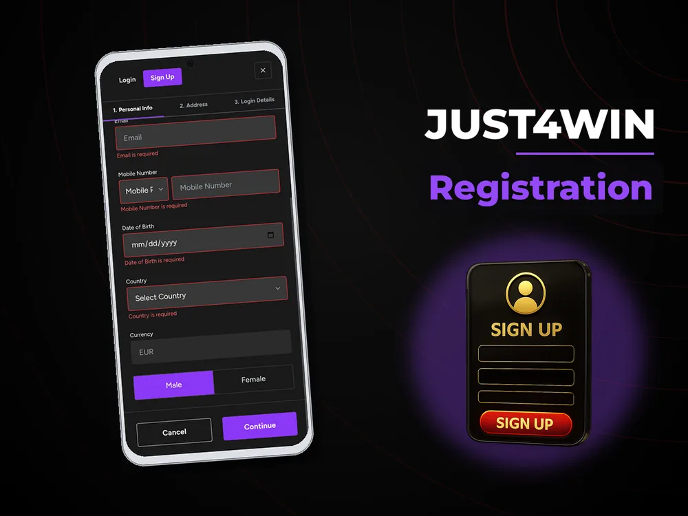 Just4win - Registration