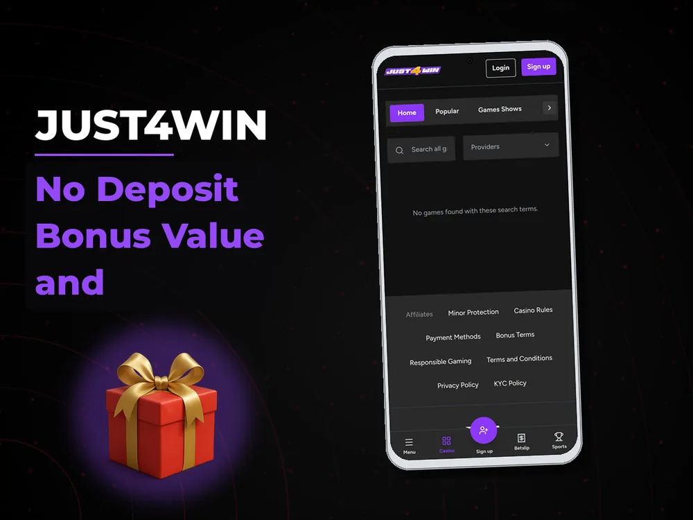Just4win - No Deposit Bonus Value and