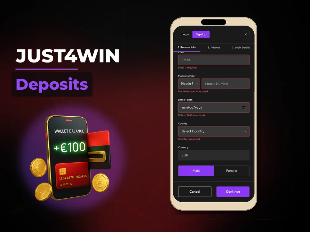 Just4win - Deposits