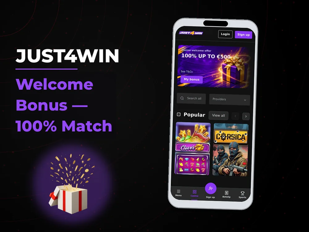 Just4win - Welcome Bonus — 100% Match