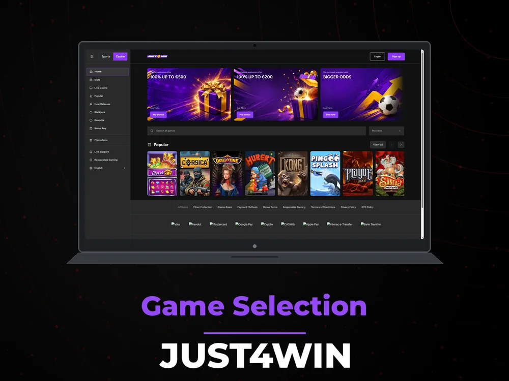 Just4win - Game Selection